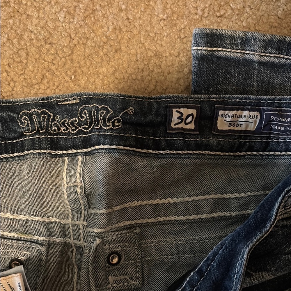 Miss Me Blue Boot Cut Jeans with Fading Effects - Picture 3 of 4